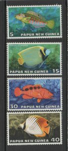 PAPUA NEW GUINEA #442-445  1976  TROPICAL FISH    MINT VF NH O.G