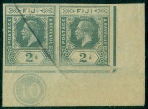 FIJI #82v, 2d Imperf Pair Trial Printing w/type 10 Ireland wmk, NH w/pencil cxl