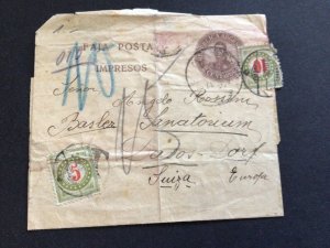 Argentina 1908 to Switzerland charge to pay Switzerland  postal cover 62879
