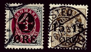 Denmark SC#55 & 56 Used F-VF SCV$21.50...Beautiful Denmark!