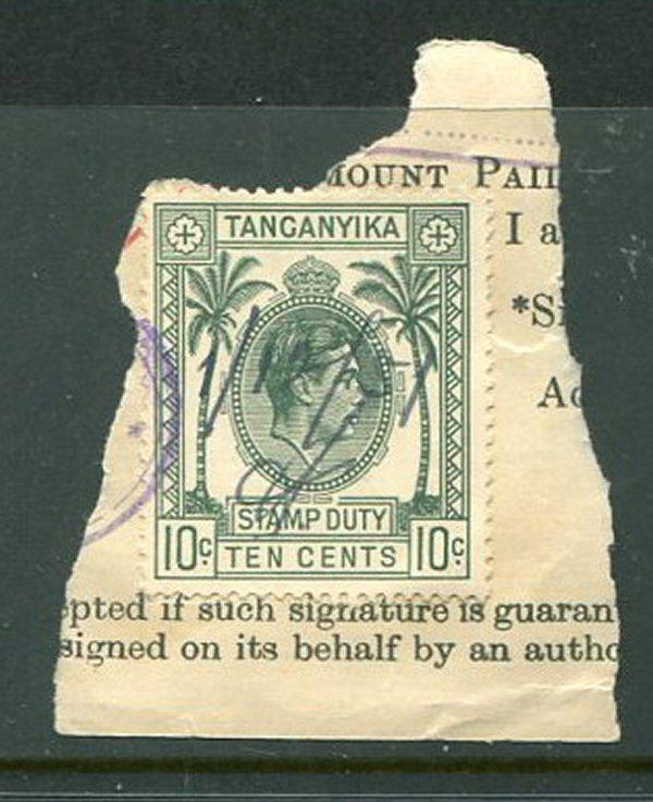 Tanganyika Stamp Duty Revenue George VI 10c