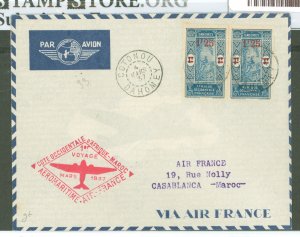 Dahomey 92 1937 1st flight Aeromaritime W. Africa-Morocco.  Posted Cotonou, received Casablanca, Air France