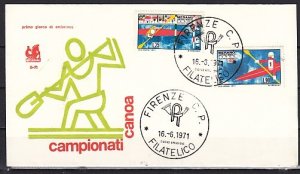 Italy, Scott cat. 1042-1043. Kayak Slalom Championship issue. First day cover.