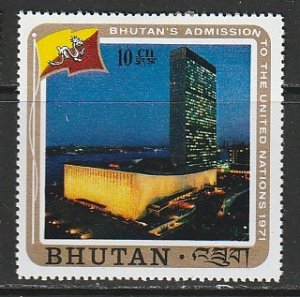 1971 Bhutan - Sc 131 - MH VF - 1 singles - Bhutan flag and UN headquarters