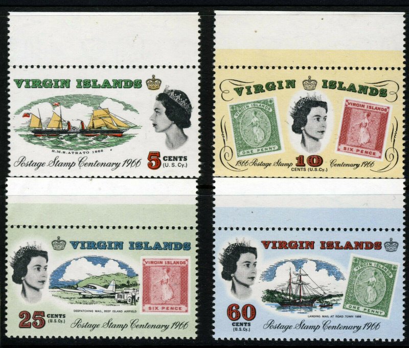 VIRGIN ISLANDS Queen Elizabeth II 1966 Stamp Centenary Set SG 203 to SG 206 MNH