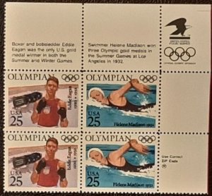 US Scott # 2499-2500; 25c Olympians from 1990; VF; MNH, og; Block of 4