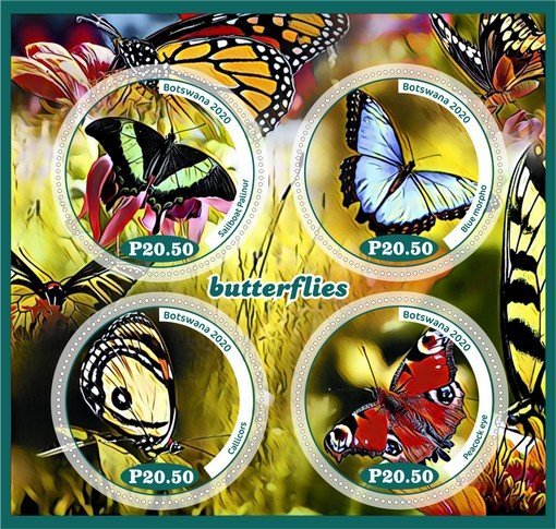 Republic of Botswana stamps 2020. - Set of insect butterflies from 8 blocks MNH