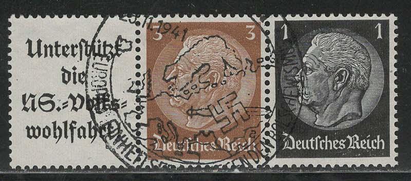 Germany Scott # 416, 415, label A8.3, used, se-tenant, Mi# W76
