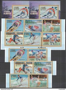 N1128 Imperf,Perf Ajman Olympic Games 1972 Overprint Michel 39,5 Euro 2Set+2B...