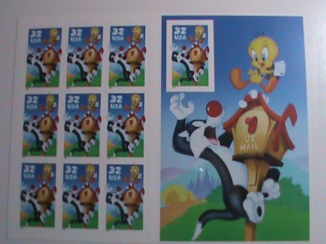​UNITED STATES-1998- SC#3205 ERROR SHEERT-SYLVESTER & TWEETY- NO DIE CUT-VF