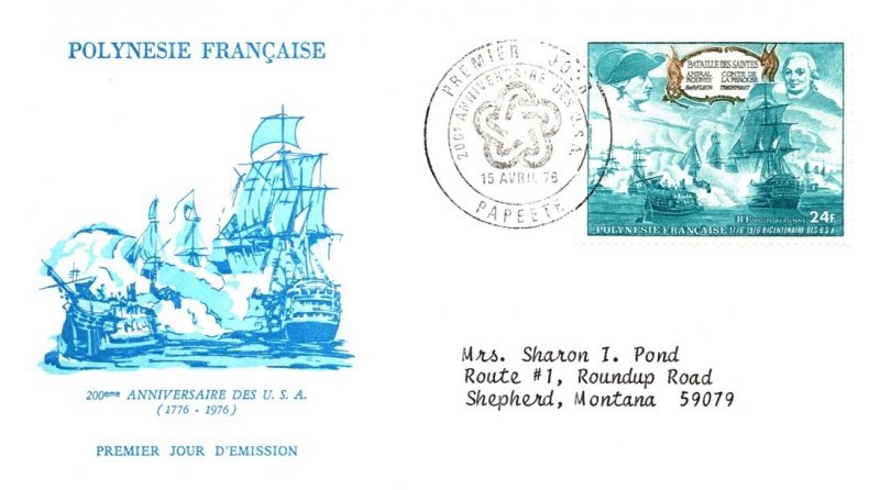 French Polynesia, Worldwide First Day Cover, Americana