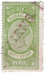 (I.B) Australia - Queensland Revenue : Stamp Duty 6d (1892) Cairns