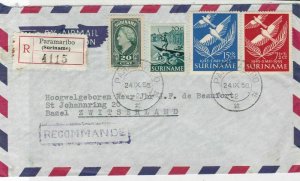 Suriname 1956 Paramaribo Registered Stamps Cover  ref 22337