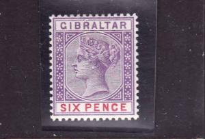 D3-Gibraltar-Scott#19-Unused hinged 6p vio & car rose-1898-
