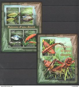 2012 Central Africa Fauna Marine Life Freshwater Fish Poissons Bl+Kb ** Ca834