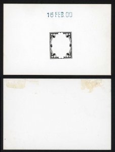 1899 1/- Die Proof of the frame in black on glazed card dated 16 FEB 00 Cat 1700