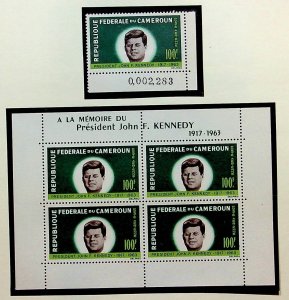 CAMEROUN Sc C52+C52a NH ISSUE OF 1963 - 1V+S/S - JFK - Sc$12+