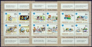 Penrhyn 1979 Sc#111/113 ANIMATION YEAR OF THE CHILD 3 Sheets Full Labels MNH