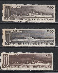 Poland # 1760-1762, Polish Navy Ships, Mint NH 1/2 Cat.