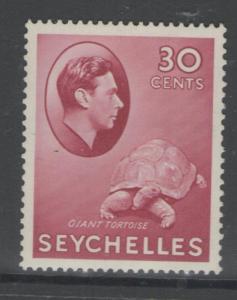 SEYCHELLES SG142 1938 30c CARMINE MTD MINT