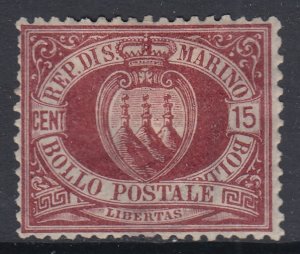 SAN MARINO - Sassone n.15 - cv 1200$ - SUPER CENTERED - MH*