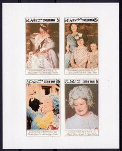 Oman 1980 THE QUEEN MOTHER-QUEEN ELIZABETH II Sheet Imperforated (4) MNH