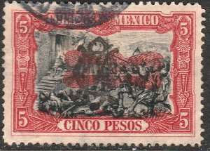 MEXICO (558C) $5P CORBATA & VILLA MONOGR REV OVPT NOT IN SCOTT USED. VF.(1334)