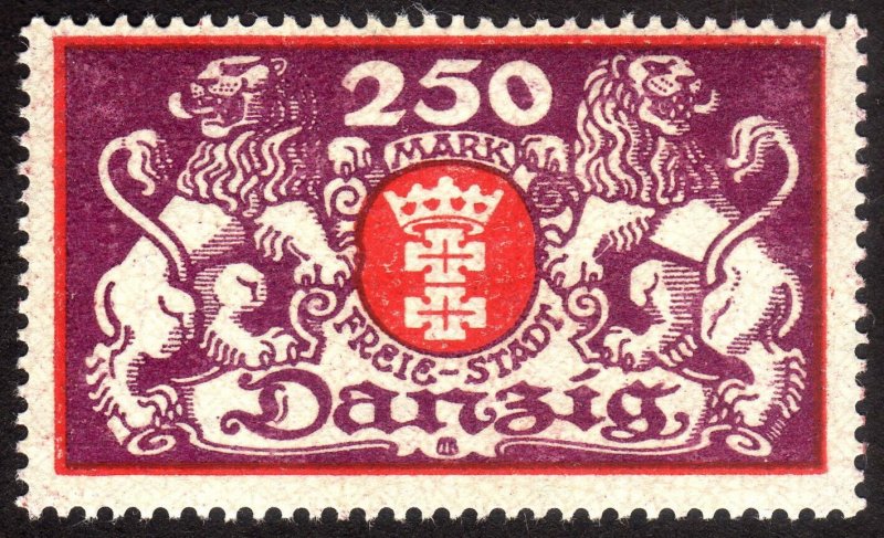 1923, Danzig, 250Mk, MNH, Sc 109, Mi 119