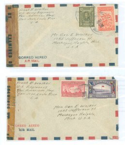 Costa Rica 178/206/223/127 Censored WWII covers with multiple stamps on cover; value shown is for stamps only.  #206 has UR corn