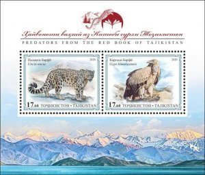 TADZHIKISTAN - 2020 - Snow Leopard & Griffin Vulture - Perf 2v Sheet - MNH