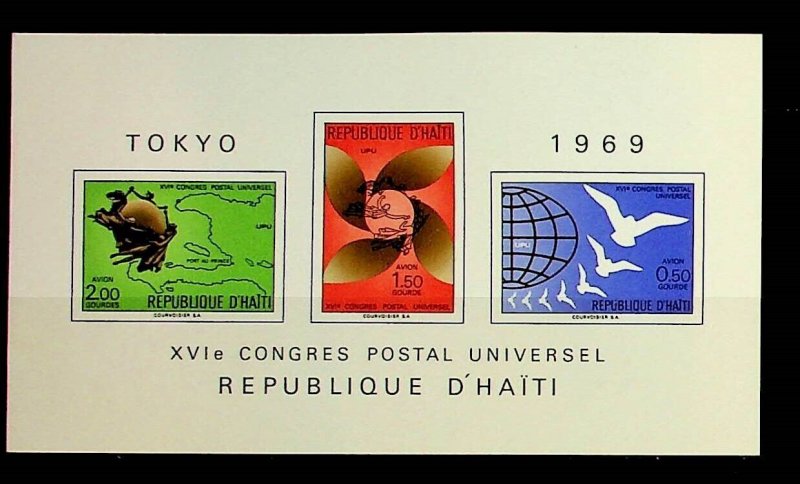 HAITI Sc C359a+C362a NH REGULAR+OVERPRINTED SOUVENIR SHEETS OF 1970 - UPU