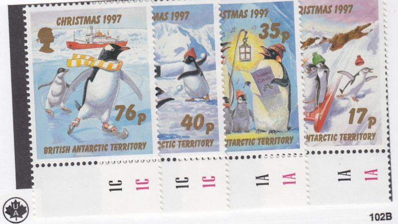 BRITISH ANTARCTIC TERRITORY # 249-252 VF-MNH WITH PLATE #s CHRISTMAS CV $21+