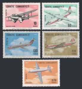 Turkey C39-C43, MNH. Mi 2046-2050. Air Post 1967. De Havilland Rapide biplane,