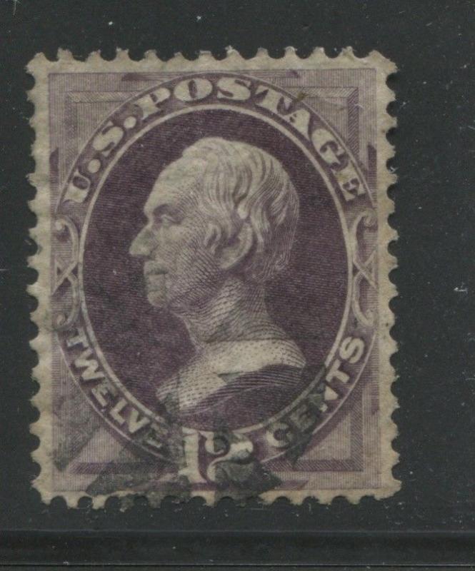 1870 US Stamp #151 12c Used Very Fine Filled Thin Canceled Catalogue Value $285