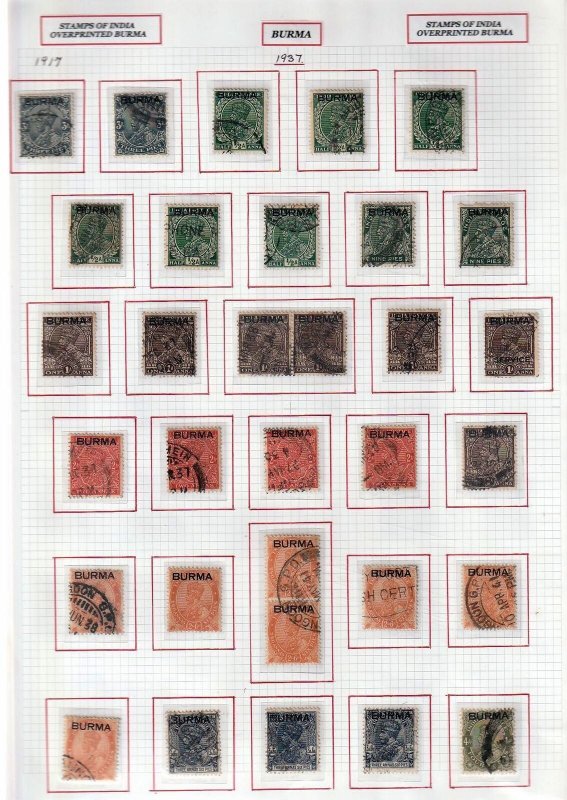 BURMA 1930s/50s Mint &Used Collection on Pages(Aprx 180 Items) (Goy 639