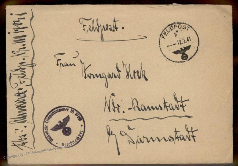 3rd Reich Germany Navy Hospital Ship Stuttgart FPN17041 Feldpost Contents 87850