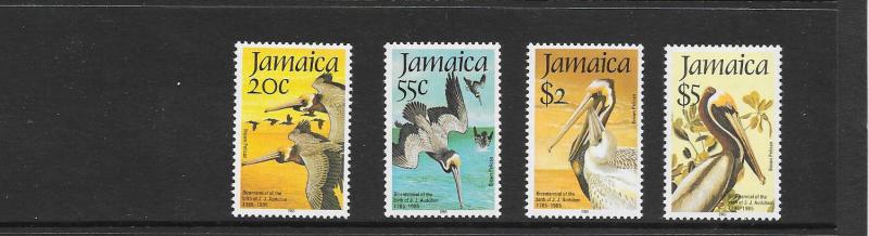 BIRDS- JAMAICA #595-8 PELICANS MNH