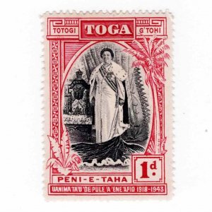 Tonga 1944 Sc 82 Single Stamp MLH Accession of Queen Salote 25th Anniv. Toga