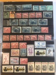 Brown Stock Book Full Of  Old U.S. Stamps & Other Countries