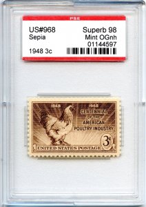 US SCOTT #968 MINT-SUPERB-OG-NH GRADED 98 PSE SLAB SMQ $55 (7/24/24 GP)