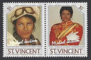 St. Vincent #897a/b & 901 MNH pair & ss, Michael Jackson, issued 1985