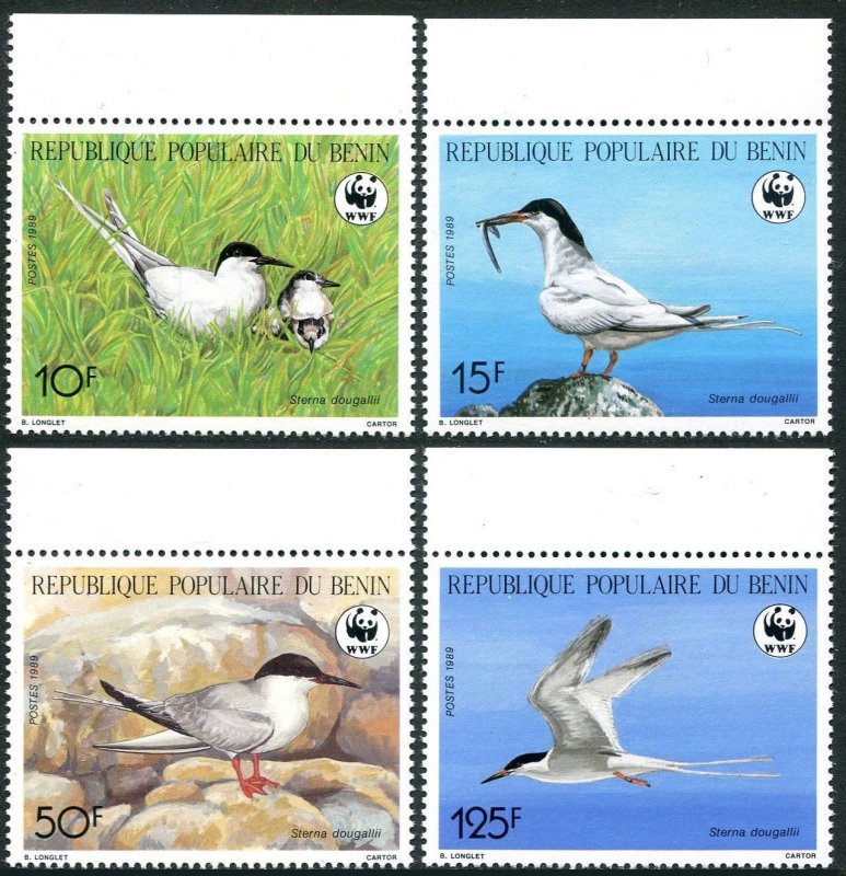 Benin 657-660, MNH. Mi 476-479. WWW 1989. Birds: Roseate terns, Sterna dougalli.