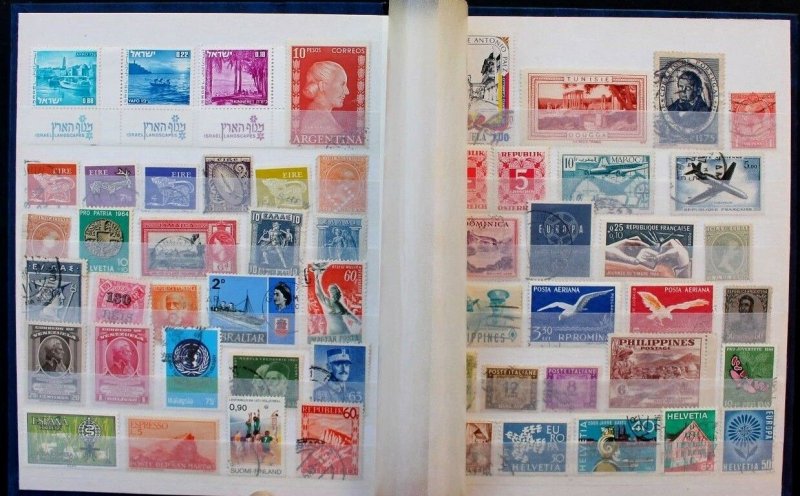 Wordwide Old Stamp Collection Lot of 217 MNH, MH & Used in Clean Stock Book