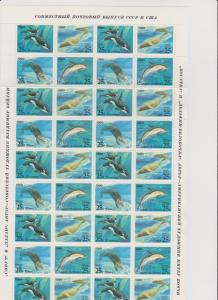 Russia USSR 1990 Sea Life Set Full Sheet MNH