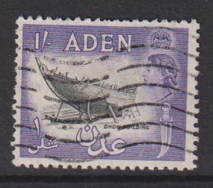 Aden #55A  used  1955  dhow building 1sh