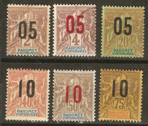 Dahomey 6 Different Surcharges M/U F/VF 1912 SCV $14.45