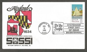 1988 #2342 Maryland Constitution FDC Scouts Baltimore SOSSI Old Glory
