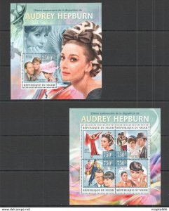 2013 Niger Famous People 20Th Anniversary Audrey Hepburn Kb+Bl ** St2782