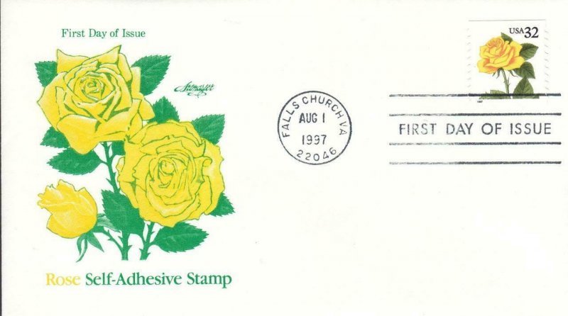 1997, Rose Self-Adhesive Stamp, Artmaster, FDC (D13523)