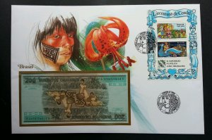 Brazil Fairy Tales LUBRAPEX '86 1986 Flower King Peacock FDC (banknote cover)